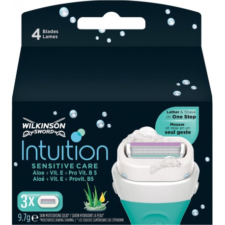 Wilkinson Sword Intuition Sensitive Care avec Aloe + Vit. E + Pro Vit. B5 Lames de Rasoir pour Femme 3 Recharges