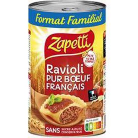 ZAPETTI Plat cuisiné Ravioli pur Bœuf français format familial 1,2Kg
