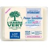 L'Arbre Vert Savon Doux Hydratant Peaux Sensibles Famille et Bébé à l’Amande Douce Bio par 2 de 100g