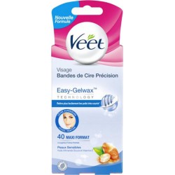Veet Visage Bandes de Cire Précision Easy-Gelwax Technology par 40 Bandes Maxi Format