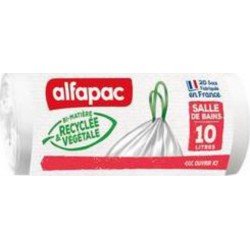 ALFAPAC Sacs poubelles salle de bains 10L liens coulissants 20 sacs
