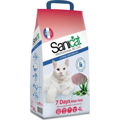 Catsan Sanicat Litière Absorbantes Minérale Pour Chats Aloé Vera 4L (lot de 4)