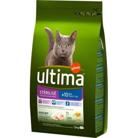 Ultima Croquettes Chat Stérilisé +10 ans Poulet 1,5Kg (lot de 3)