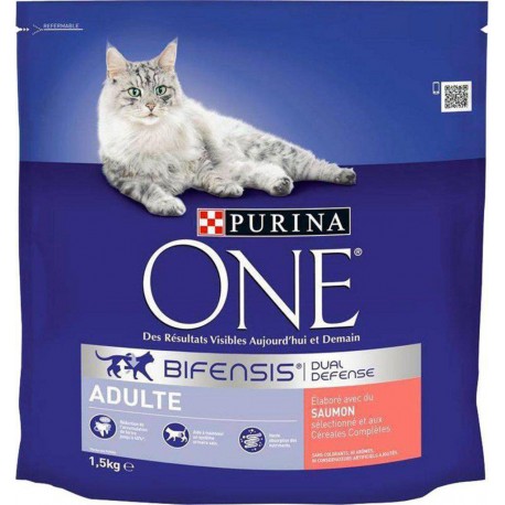 Purina One Croquettes Chat Adulte Saumon 1,5Kg (lot de 3)