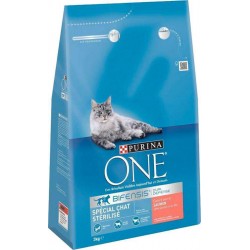 Purina One Croquettes Chat Stérilisé Saumon 3Kg (lot de 2)