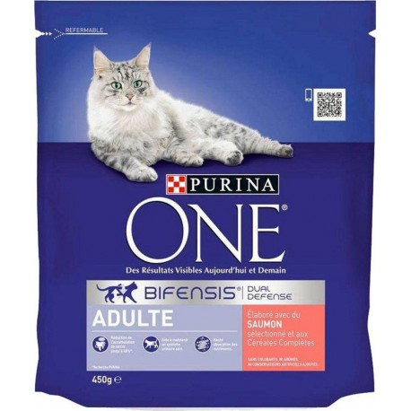 Purina One Croquettes Chat Adulte Saumon 450g (lot de 6)
