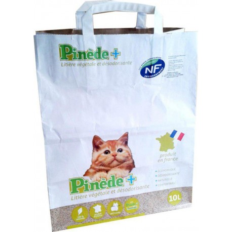 Pinède+ Litière Végétale et Désodorisante Pour Chat 10L (lot de 4 sacs de 10L)