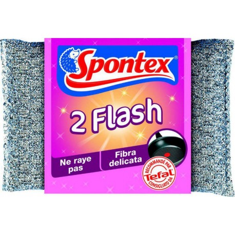Spontex Tampon 2 Flash Ne Raye Pas Fibre Délicate Par 2 (lot de 3 soit 6 éponges)