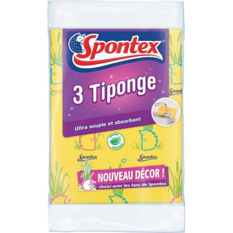 Spontex 3 Tiponge Nouveau Décor Ultra souple et Absorbant Par 3 (lot de 3 soit 9 éponges)