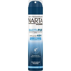 Narta Homme Spray Anti-Transprant Bacti-Pur Zinc Efficacité 48h Fraîcheur Naturelle 200ml (lot de 4)