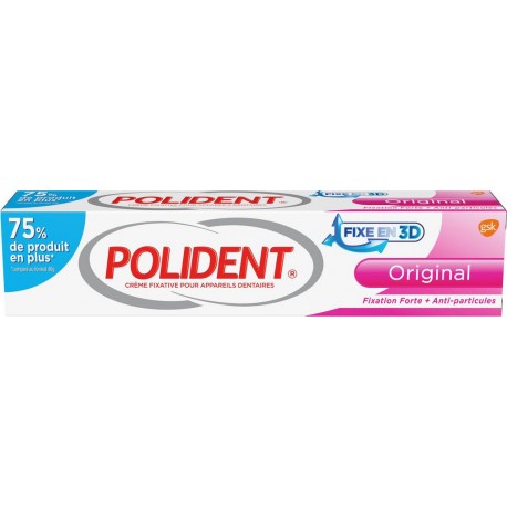 Polident Fixe en 3D Original Fixation Forte + Anti-Particules 70g (lot de 3)