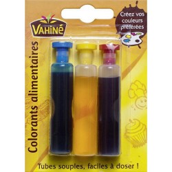 Vahiné Colorants Alimentaires par 3 Tubes de 6ml (lot de 3 soit 9 tubes)