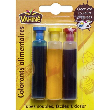 Vahiné Colorants Alimentaires par 3 Tubes de 6ml (lot de 3 soit 9 tubes)