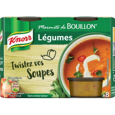 Knorr Marmite de Bouillon Légumes Twistez Vos Soupes par 8 Marmites 224g (lot de 4)