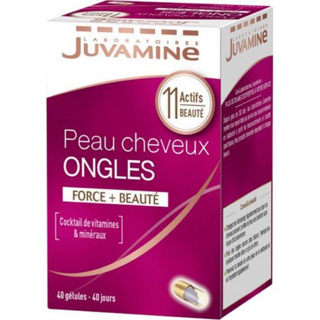 Juvamine Peau Cheveux Ongles Force + Beauté Cocktail de Vitamines & Minéraux 11 Actifs Naturels (lot de 2)
