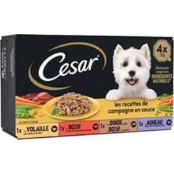 César Les Recettes de Campagne Mini filets en sauce pour Chien 4x150g 600g