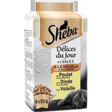 Sheba Délices du Jour en sauce à la volaille et légumes pour chats les 6 sachets de 50g