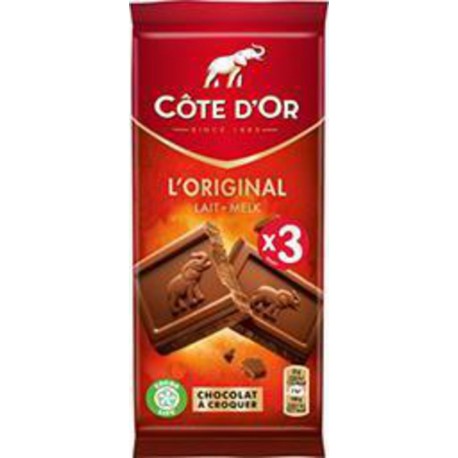 Côte d'Or Chocolat L'Original lait les 3 tablettes de 100g