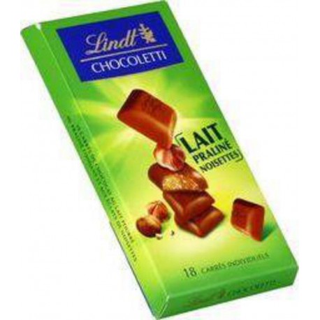 LINDT Chocoletti Chocolat lait praliné noisettes 100g