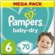 Pampers Couches bébé Taille 6 15Kg+ Baby Dry x70