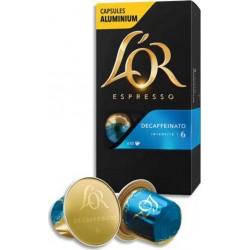 L’OR Boîte de 10 dosettes de café moulu Espresso Decaffeinato n°6