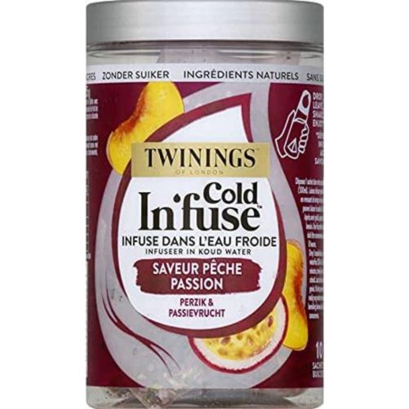 TWININGS cold in fuse saveur pêche et fruits de la passion x10 25g