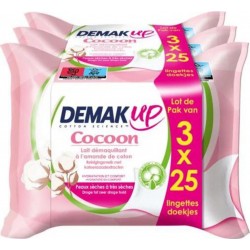 DEMAK'UP Lingettes douceur Cocoon peaux sèches x25 (lot de 3) paquet 25
