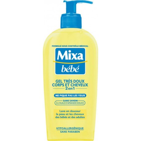 Mixa Bébé Gel Douche Très Doux Corps et Cheveux 2 en 1 à l’Huile d’Amande Douce 250ml