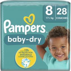 Pampers Baby-Dry Couches-culotte taille 8 pour 17Kg+ x28