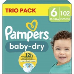 Pampers Couches bébé Taille 6 15Kg+ Baby Dry x102