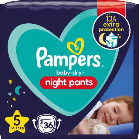 Pampers Couches culottes Taille 5 12-17Kg baby-dry nuit x35