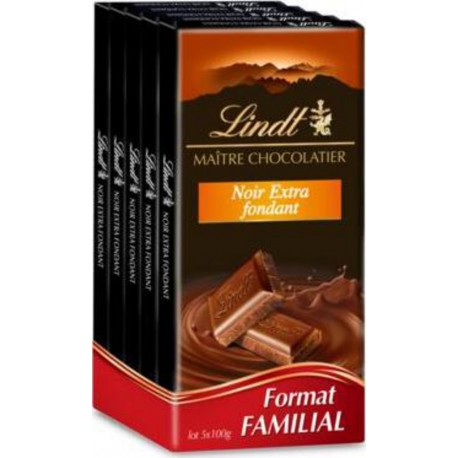 LINDT CHOCOLAT NATURE noir extra fondant 5x100g 500g