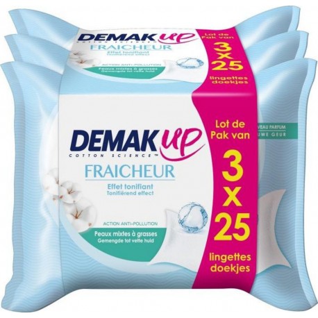 DEMAK'UP LINGETTE DEMAQUILLANTE VISAGE & YEUX Peaux mixtes à grasses 3x25 x75