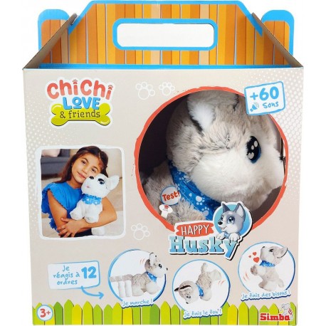 SIMBA Peluche husky intéractive la boîte