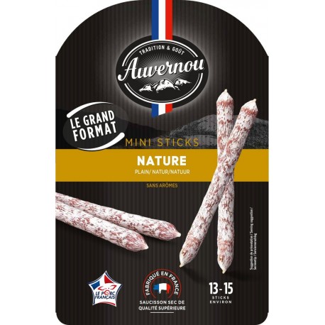 AUVERNOU Mini sticks saucisson sec nature pur porc 150g