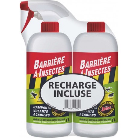 Barrière à Insectes Insecticide Insectes Rampants Volants Acariens 1L avec une recharge 1L soit 2L