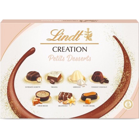LINDT Création Petits Desserts Assortiment de Chocolat Lait Noir Blanc 413g
