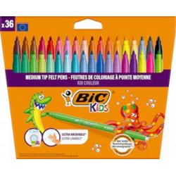 BIC KIDS KID COULEUR 100PP FEUTRE DE COLORIAGE POCHETTE CARTON BROCHABLE FEUTRE 36CT