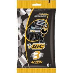 Bic 3 Action par 8 Rasoirs Jetables 3 Lames pour Homme avec Aloé Extra Glide (lot de 3 soit 24 rasoirs)