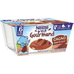 Nestlé P’tit Gourmand Chocolat Riche en Calcium (+8 mois) pots 4x100g