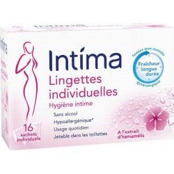 Intima Lingettes Individuelles Hygiène Intime à l’Extrait d’Hamamélis x16