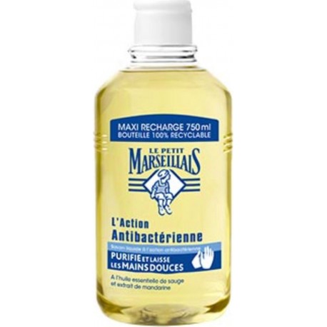 Le Petit Marseillais Savon mains liquide l'action antibactérienne sauge et mandarine 750ml