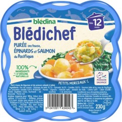 Blédina Blédichef Purée Onctueuse Épinards et Saumon du Pacifique 230g