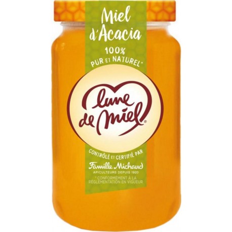 Lune de Miel 100% Pur et Naturel Miel d’Acacia 375g (lot de 4)