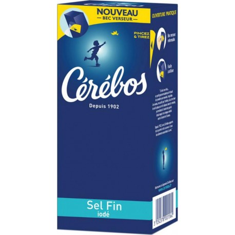 Cérébos Sel Fin Iodé 500g (lot de 20)