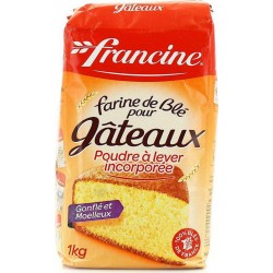 Francine Farine de Blé Pour Gateaux Poudre à lever Incorporée Gonflés et Moelleux 1Kg (lot de 8)