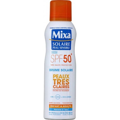 Mixa Solaire Peau Sensible Brume Solaure Peaux très Claires SPF 50+ Hypoallergénique 200ml (lot de 2)
