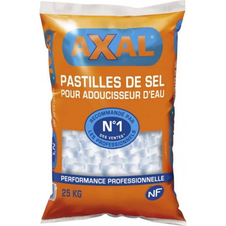 Axal Pastilles De Sel Pour Adoucisseur d’Eau N°1 Des Ventes 25Kg (lot de 2)