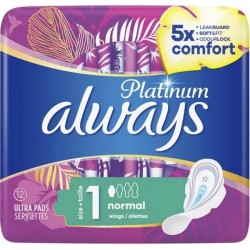 Always platinum serviettes hygiéniques normales+ x12 Taille 1 paquet 12