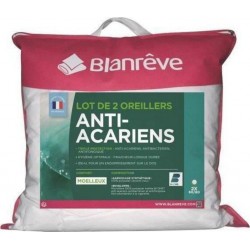 Blanrêve Oreiller Anti-Acariens Moelleux Microfibre 60x60cm duo